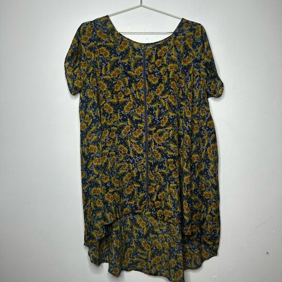 Johnny Was Biya Ditsy Daisy Silk Floral Oversized Mini Dress Sz S Asymmetrical - Picture 1 of 10